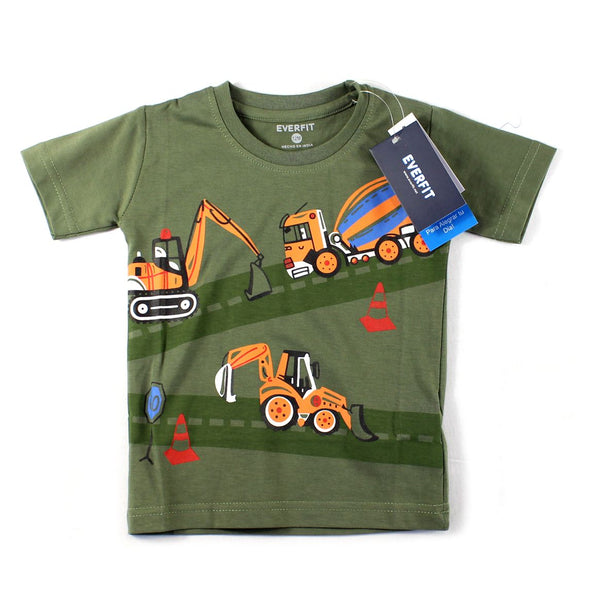 Camiseta de Bebé 10188R - con Mangas Estampado Retro Escavadora
