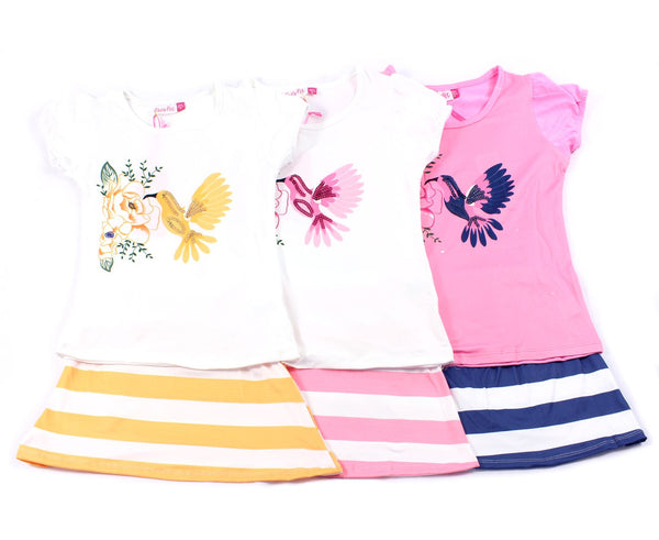 Conjunto de Niña - Bird & Flowers Stripes Skirt